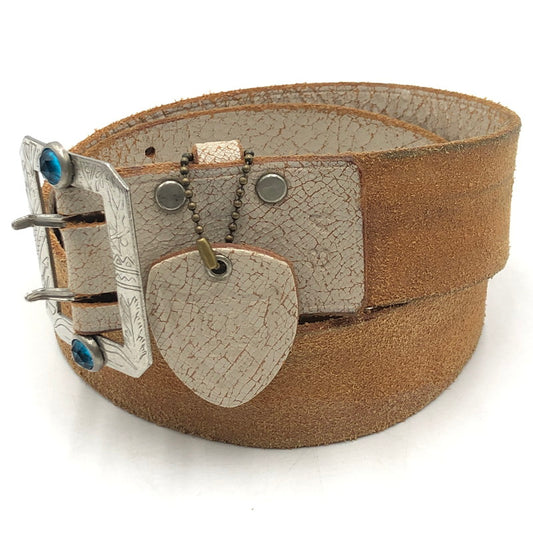 【中古品】【メンズ】 HTC エイチティーシー STONE BUCKLE LEATHER BELT ストーンバックル レザーベルト 服飾雑貨 アクセサリー 205-251103-yy-10-tei サイズ：34 カラー：ホワイト 万代Net店