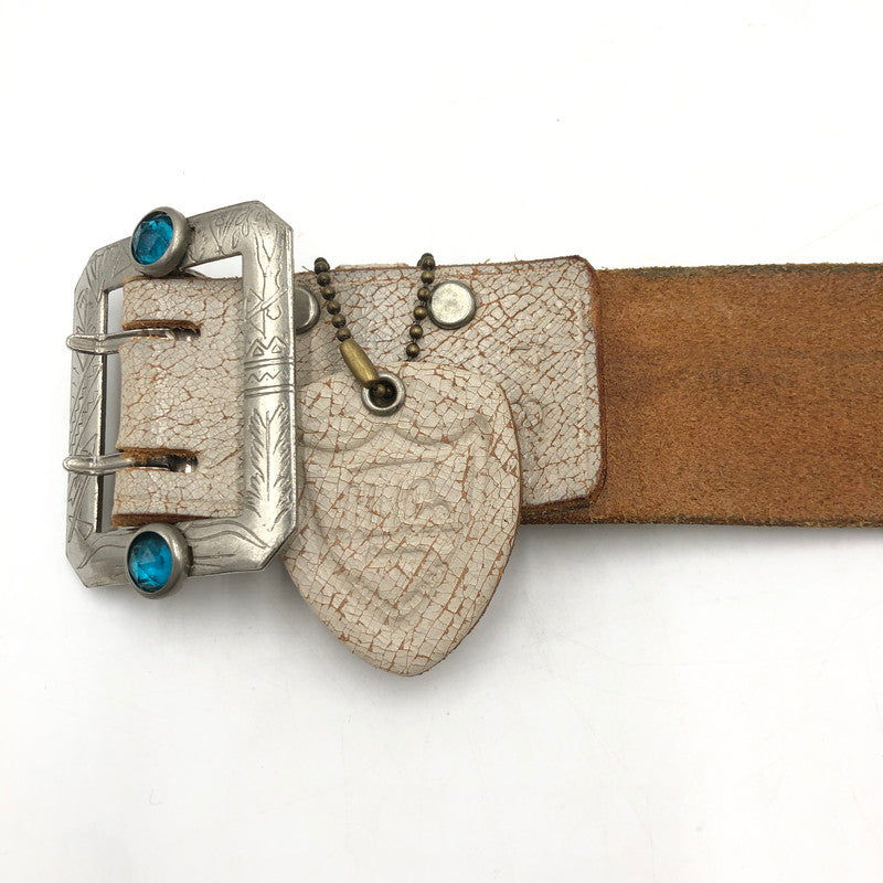 【中古品】【メンズ】 HTC エイチティーシー STONE BUCKLE LEATHER BELT ストーンバックル レザーベルト 服飾雑貨 アクセサリー 205-251103-yy-10-tei サイズ：34 カラー：ホワイト 万代Net店