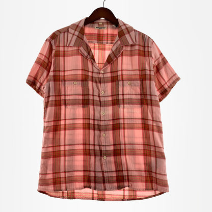 【中古品】【メンズ】 LEVI'S MADE&CRAFTED リーバイス メイドアンドクラフテッド COTTON OPEN COLLAR CHECK SHIRT コットン オープンカラー チェックシャツ 半袖 トップス 145-260703-yo-09-tei サイズ：1 カラー：ピンク 万代Net店