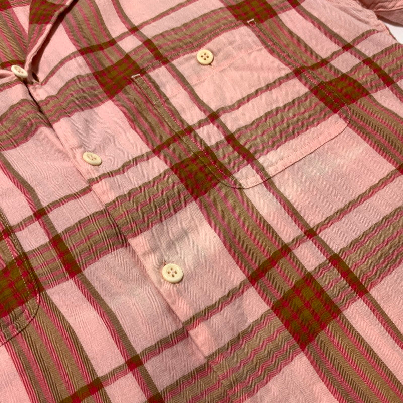 【中古品】【メンズ】 LEVI'S MADE&CRAFTED リーバイス メイドアンドクラフテッド COTTON OPEN COLLAR CHECK SHIRT コットン オープンカラー チェックシャツ 半袖 トップス 145-260703-yo-09-tei サイズ：1 カラー：ピンク 万代Net店