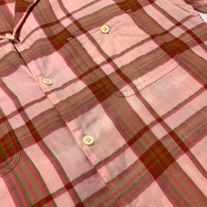 【中古品】【メンズ】 LEVI'S MADE&CRAFTED リーバイス メイドアンドクラフテッド COTTON OPEN COLLAR CHECK SHIRT コットン オープンカラー チェックシャツ 半袖 トップス 145-260703-yo-09-tei サイズ：1 カラー：ピンク 万代Net店