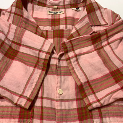 【中古品】【メンズ】 LEVI'S MADE&CRAFTED リーバイス メイドアンドクラフテッド COTTON OPEN COLLAR CHECK SHIRT コットン オープンカラー チェックシャツ 半袖 トップス 145-260703-yo-09-tei サイズ：1 カラー：ピンク 万代Net店