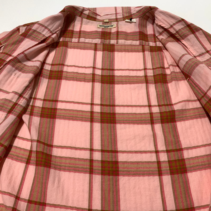 【中古品】【メンズ】 LEVI'S MADE&CRAFTED リーバイス メイドアンドクラフテッド COTTON OPEN COLLAR CHECK SHIRT コットン オープンカラー チェックシャツ 半袖 トップス 145-260703-yo-09-tei サイズ：1 カラー：ピンク 万代Net店