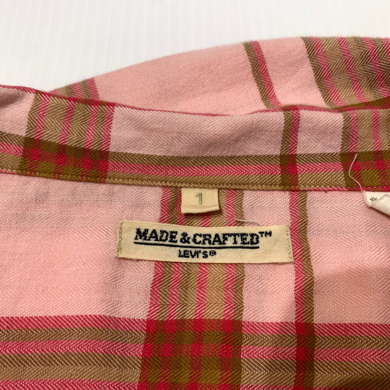 【中古品】【メンズ】 LEVI'S MADE&CRAFTED リーバイス メイドアンドクラフテッド COTTON OPEN COLLAR CHECK SHIRT コットン オープンカラー チェックシャツ 半袖 トップス 145-260703-yo-09-tei サイズ：1 カラー：ピンク 万代Net店