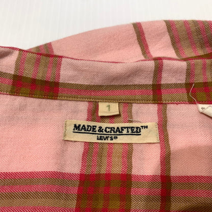 【中古品】【メンズ】 LEVI'S MADE&CRAFTED リーバイス メイドアンドクラフテッド COTTON OPEN COLLAR CHECK SHIRT コットン オープンカラー チェックシャツ 半袖 トップス 145-260703-yo-09-tei サイズ：1 カラー：ピンク 万代Net店