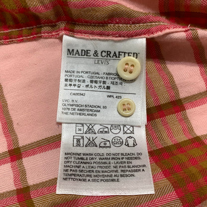 【中古品】【メンズ】 LEVI'S MADE&CRAFTED リーバイス メイドアンドクラフテッド COTTON OPEN COLLAR CHECK SHIRT コットン オープンカラー チェックシャツ 半袖 トップス 145-260703-yo-09-tei サイズ：1 カラー：ピンク 万代Net店