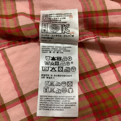 【中古品】【メンズ】 LEVI'S MADE&CRAFTED リーバイス メイドアンドクラフテッド COTTON OPEN COLLAR CHECK SHIRT コットン オープンカラー チェックシャツ 半袖 トップス 145-260703-yo-09-tei サイズ：1 カラー：ピンク 万代Net店
