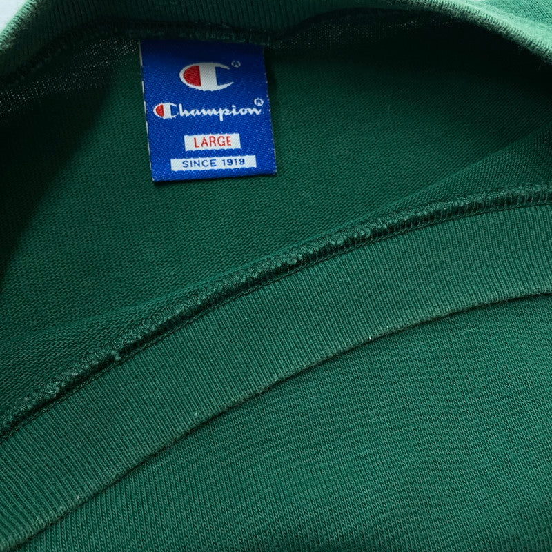 【中古品】【メンズ】 Champion チャンピオン 90's LOGO L/S SHIRT 90年代 ロゴ ロングスリーブ シャツ 長袖 トップス 青タグ 145-251229-yo-02-fuz サイズ：L カラー：グリーン 万代Net店