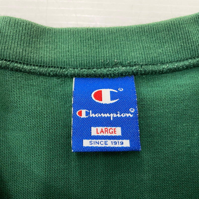 【中古品】【メンズ】 Champion チャンピオン 90's LOGO L/S SHIRT 90年代 ロゴ ロングスリーブ シャツ 長袖 トップス 青タグ 145-251229-yo-02-fuz サイズ：L カラー：グリーン 万代Net店
