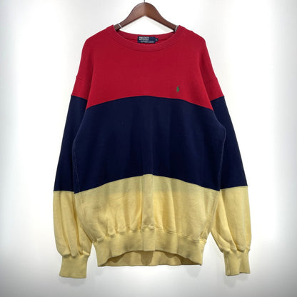 【中古品】【メンズ】 POLO by RALPH LAUREN ポロ バイ ラルフローレン 90’s BORDER SWEAT 90年代 ボーダー スウェット 長袖 トップス トレーナー 147-260828-yo-16-teih サイズ：L カラー：マルチ 万代Net店