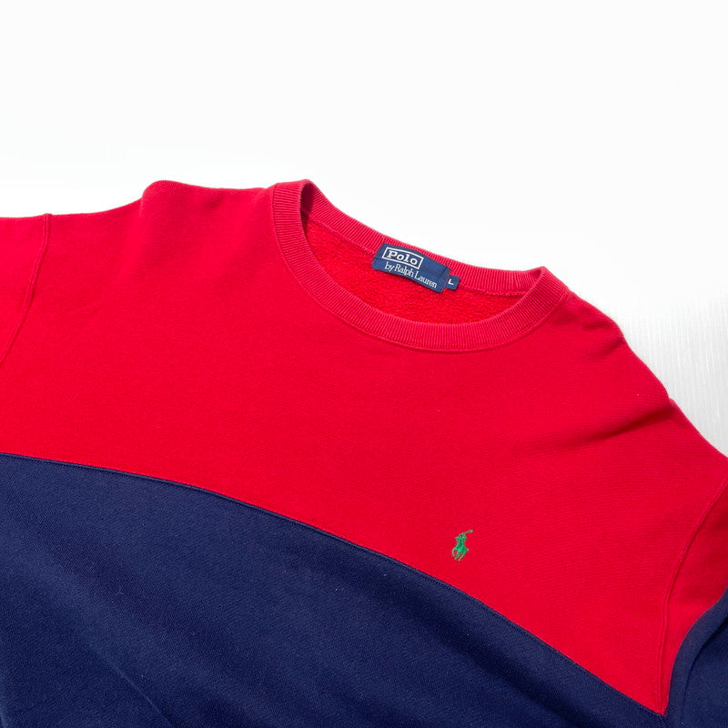 【中古品】【メンズ】 POLO by RALPH LAUREN ポロ バイ ラルフローレン 90’s BORDER SWEAT 90年代 ボーダー スウェット 長袖 トップス トレーナー 147-260828-yo-16-teih サイズ：L カラー：マルチ 万代Net店
