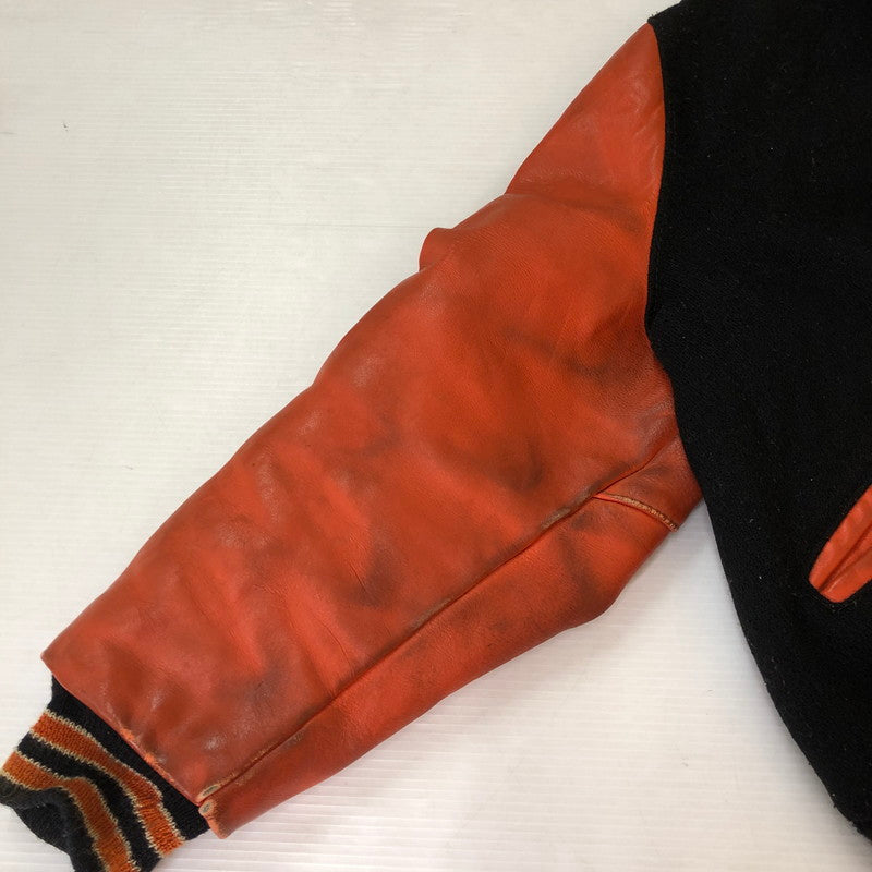 【現状渡し品】【メンズ】 DELONG デロング 70~80’s WOOL AND LEATHER STADIUM JACKET VINTAGE 70～80年代 ウールアンドレザー スタジアムジャケット ライトアウター ヴィンテージ スタジャン USA製 145-251006-ks-14-tei サイズ：46 カラー：ブラック 万代Net店