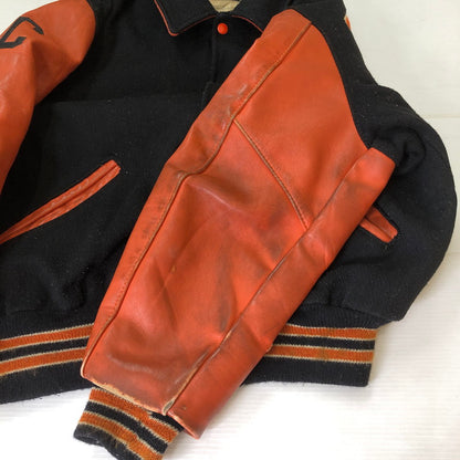 【現状渡し品】【メンズ】 DELONG デロング 70~80’s WOOL AND LEATHER STADIUM JACKET VINTAGE 70～80年代 ウールアンドレザー スタジアムジャケット ライトアウター ヴィンテージ スタジャン USA製 145-251006-ks-14-tei サイズ：46 カラー：ブラック 万代Net店