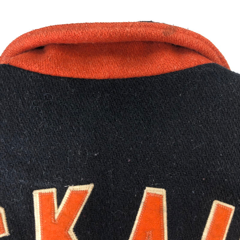 【現状渡し品】【メンズ】 DELONG デロング 70~80’s WOOL AND LEATHER STADIUM JACKET VINTAGE 70～80年代 ウールアンドレザー スタジアムジャケット ライトアウター ヴィンテージ スタジャン USA製 145-251006-ks-14-tei サイズ：46 カラー：ブラック 万代Net店