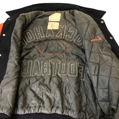 【現状渡し品】【メンズ】 DELONG デロング 70~80’s WOOL AND LEATHER STADIUM JACKET VINTAGE 70～80年代 ウールアンドレザー スタジアムジャケット ライトアウター ヴィンテージ スタジャン USA製 145-251006-ks-14-tei サイズ：46 カラー：ブラック 万代Net店