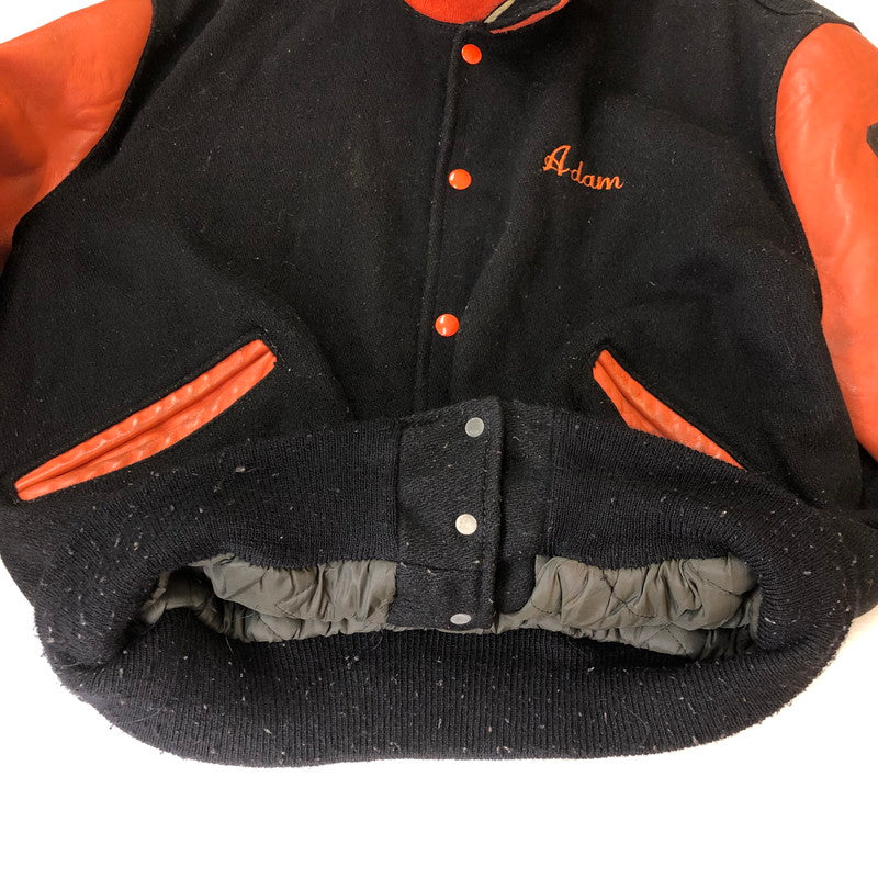 【現状渡し品】【メンズ】 DELONG デロング 70~80’s WOOL AND LEATHER STADIUM JACKET VINTAGE 70～80年代 ウールアンドレザー スタジアムジャケット ライトアウター ヴィンテージ スタジャン USA製 145-251006-ks-14-tei サイズ：46 カラー：ブラック 万代Net店