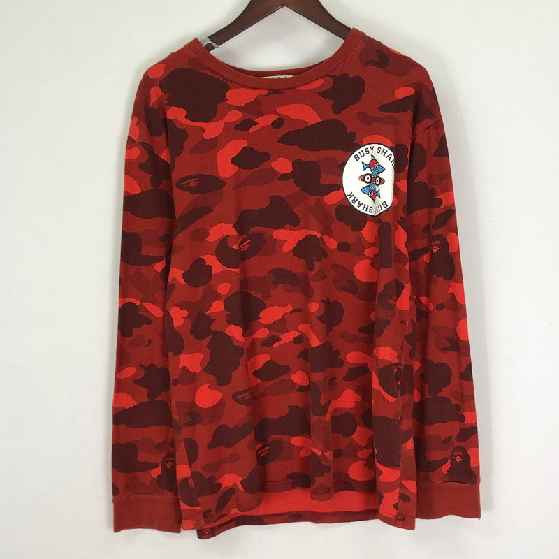 【中古品】【メンズ】 A BATHING APE アベイシングエイプ COLOR CAMO BUSY SHARK L/S TEE 001LTI301007M カラーカモ ビジーシャーク ロングスリーブ Tシャツ 半袖 トップス 142-251126-ks-12-tei サイズ：XL カラー：レッド 万代Net店