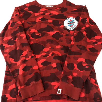 【中古品】【メンズ】 A BATHING APE アベイシングエイプ COLOR CAMO BUSY SHARK L/S TEE 001LTI301007M カラーカモ ビジーシャーク ロングスリーブ Tシャツ 半袖 トップス 142-251126-ks-12-tei サイズ：XL カラー：レッド 万代Net店