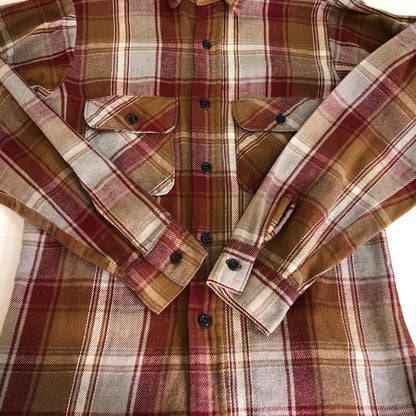 【中古品】【メンズ】 FIVE BROTHER ファイブブラザー FLANNEL CHECK L/S SHIRT フランネルチェック ロングスリーブ シャツ トップス 長袖 ネルシャツ 145-251118-ts-11-fuz サイズ：S カラー：ブラウン 万代Net店