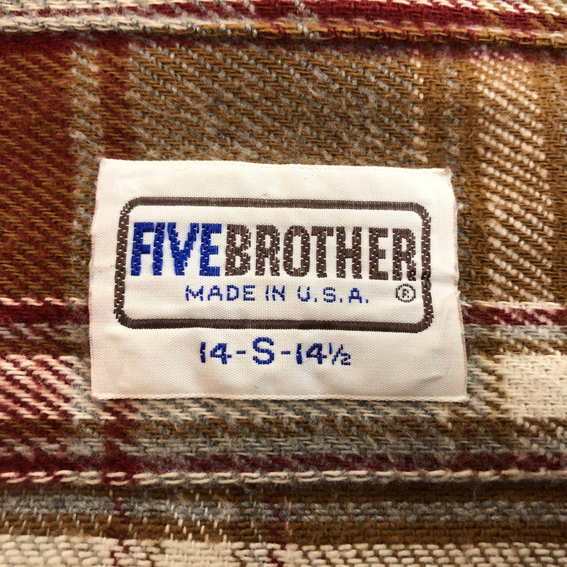 【中古品】【メンズ】 FIVE BROTHER ファイブブラザー FLANNEL CHECK L/S SHIRT フランネルチェック ロングスリーブ シャツ トップス 長袖 ネルシャツ 145-251118-ts-11-fuz サイズ：S カラー：ブラウン 万代Net店