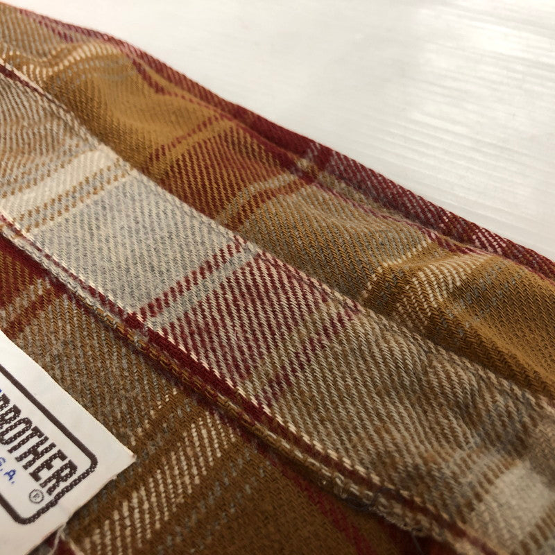 【中古品】【メンズ】 FIVE BROTHER ファイブブラザー FLANNEL CHECK L/S SHIRT フランネルチェック ロングスリーブ シャツ トップス 長袖 ネルシャツ 145-251118-ts-11-fuz サイズ：S カラー：ブラウン 万代Net店