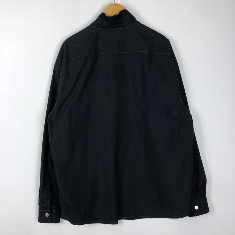 【中古品】【メンズ】 HERMES エルメス BOXY FIT OVERLAP POCKET COTTON SHIRT H466100H2 ボクシーフィット オーバーラップポケット コットンシャツ 長袖 トップス 141-251009-ks-20-tei サイズ：41 カラー：ブラック 万代Net店