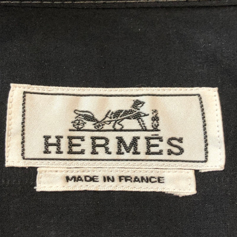 【中古品】【メンズ】 HERMES エルメス BOXY FIT OVERLAP POCKET COTTON SHIRT H466100H2 ボクシーフィット オーバーラップポケット コットンシャツ 長袖 トップス 141-251009-ks-20-tei サイズ：41 カラー：ブラック 万代Net店