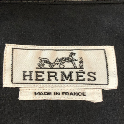 【中古品】【メンズ】 HERMES エルメス BOXY FIT OVERLAP POCKET COTTON SHIRT H466100H2 ボクシーフィット オーバーラップポケット コットンシャツ 長袖 トップス 141-251009-ks-20-tei サイズ：41 カラー：ブラック 万代Net店