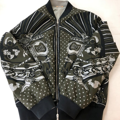 【中古品】【メンズ】 HERMES エルメス シュヴァルパンク バンダナ ブルゾン アウター リバーシブル 140-251015-yo-17-tei サイズ：50 カラー：総柄/グレー 万代Net店