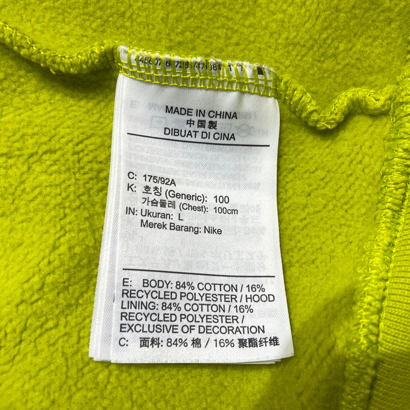 【中古品】【メンズ】 NIKE ナイキ JUST DO IT FLEECE PULLOVER HOODIE CI9407-308 ジャスト ドゥ イット フリース プルオーバー フーディ 長袖 トップス 148-260826-yo-10-teih サイズ：L カラー：ライムグリーン(蛍光色) 万代Net店