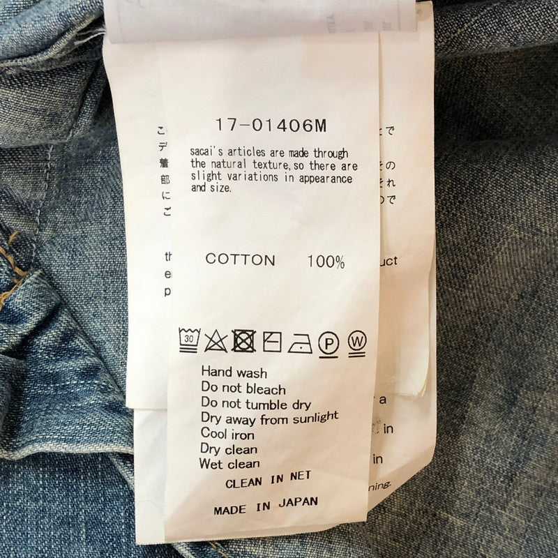 【中古品】【メンズ】 Sacai サカイ 17AW SWITCHED DENIM SHIRTS 17-01406M スイッチ デニム シャツ 長袖 トップス 140-251009-ks-02-tei サイズ：1 カラー：インディゴ 万代Net店
