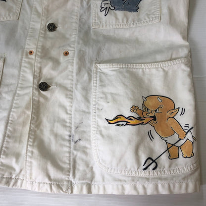 【現状渡し品】【メンズ】 BLUEBLUE ブルーブルー REMADE PAINT COVERALLS リメイク ペイント カバーオール ジャケット ライトアウター 145-251009-ks-15-tei サイズ：表記サイズなし カラー：ホワイト 万代Net店