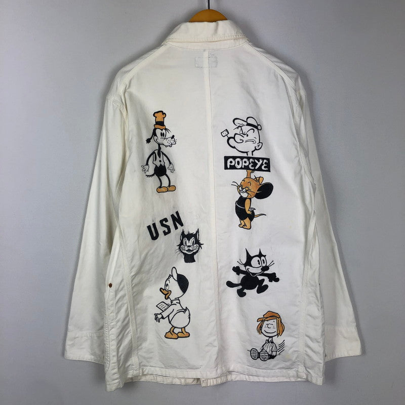 【現状渡し品】【メンズ】 BLUEBLUE ブルーブルー REMADE PAINT COVERALLS リメイク ペイント カバーオール ジャケット ライトアウター 145-251009-ks-15-tei サイズ：表記サイズなし カラー：ホワイト 万代Net店