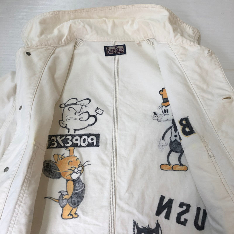 【現状渡し品】【メンズ】 BLUEBLUE ブルーブルー REMADE PAINT COVERALLS リメイク ペイント カバーオール ジャケット ライトアウター 145-251009-ks-15-tei サイズ：表記サイズなし カラー：ホワイト 万代Net店