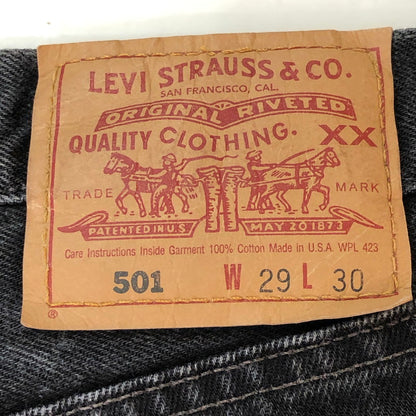 【中古品】【メンズ】 Levi's リーバイス 501 STRAIGHT DENIM PANTS ストレート デニムパンツ ボトムス ジーンズ ボタン裏532 後染め USA製 156-251009-ks-28-tei サイズ：W29L30 カラー：ブラック 万代Net店
