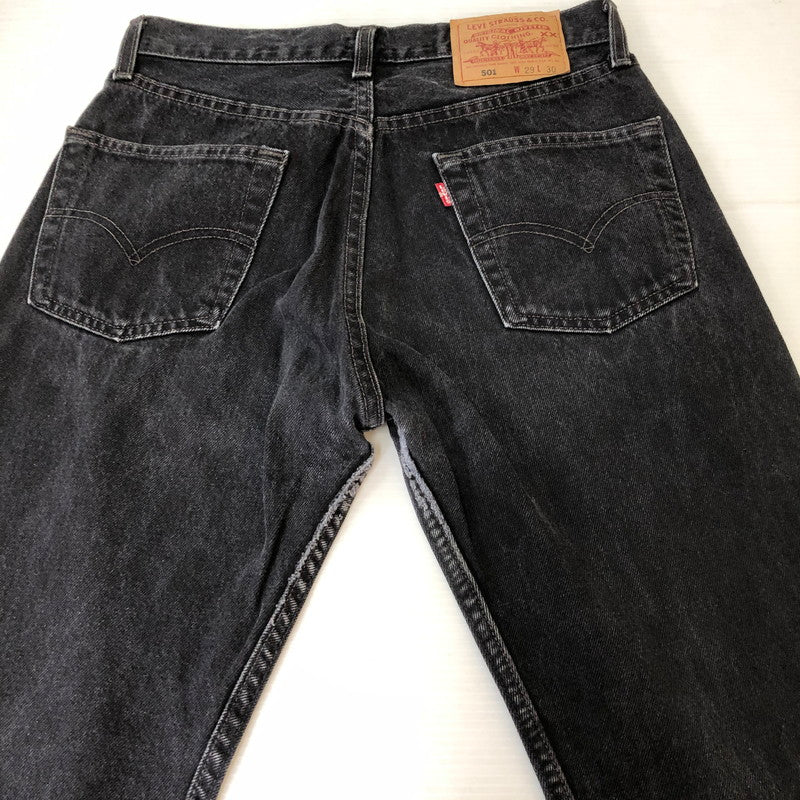 【中古品】【メンズ】 Levi's リーバイス 501 STRAIGHT DENIM PANTS ストレート デニムパンツ ボトムス ジーンズ ボタン裏532 後染め USA製 156-251009-ks-28-tei サイズ：W29L30 カラー：ブラック 万代Net店
