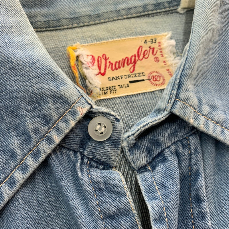 【中古品】【メンズ】 Wrangler ラングラー 70's L/S WESTERN SHIRT VINTAGE 70年代 ロングスリーブ ウエスタンシャツ 長袖 トップス ヴィンテージ 145-251023-yy-05-tei サイズ：33 カラー：ブルー 万代Net店