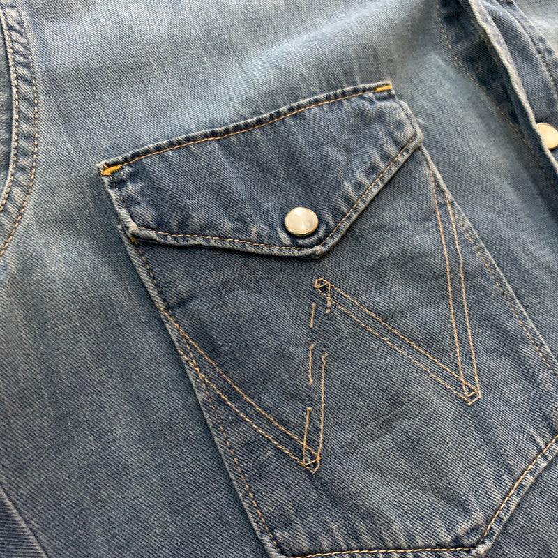 【中古品】【メンズ】 Wrangler ラングラー 70's L/S WESTERN SHIRT VINTAGE 70年代 ロングスリーブ ウエスタンシャツ 長袖 トップス ヴィンテージ 145-251023-yy-05-tei サイズ：33 カラー：ブルー 万代Net店