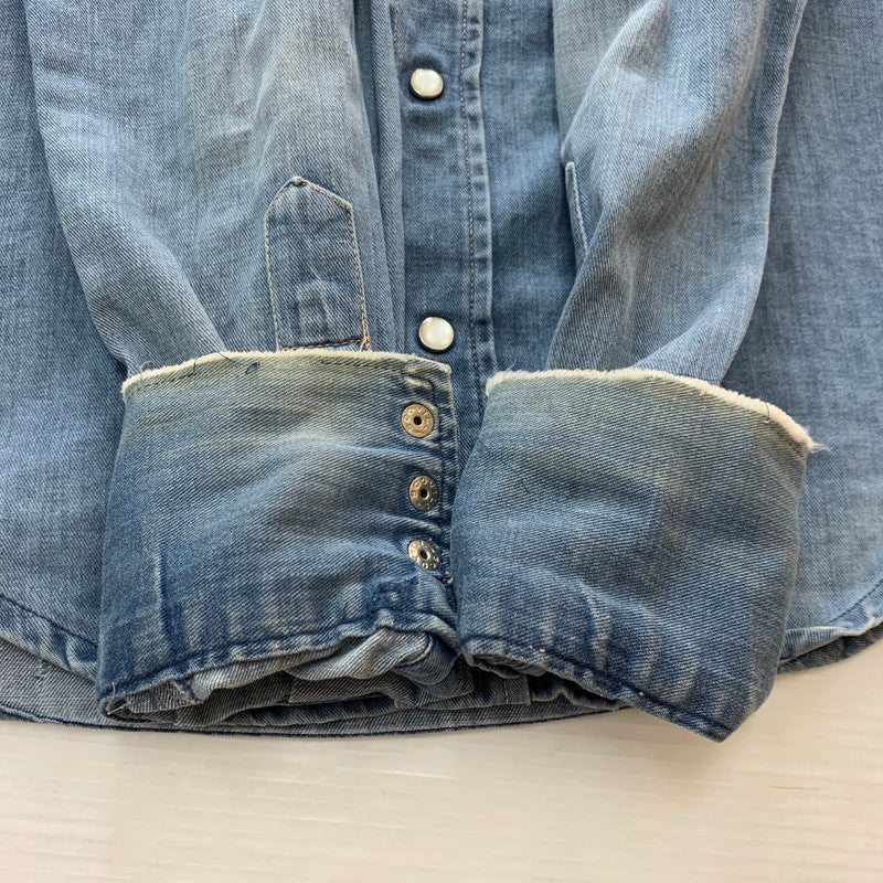 【中古品】【メンズ】 Wrangler ラングラー 70's L/S WESTERN SHIRT VINTAGE 70年代 ロングスリーブ ウエスタンシャツ 長袖 トップス ヴィンテージ 145-251023-yy-05-tei サイズ：33 カラー：ブルー 万代Net店