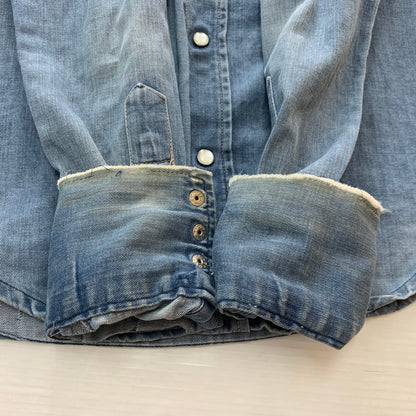 【中古品】【メンズ】 Wrangler ラングラー 70's L/S WESTERN SHIRT VINTAGE 70年代 ロングスリーブ ウエスタンシャツ 長袖 トップス ヴィンテージ 145-251023-yy-05-tei サイズ：33 カラー：ブルー 万代Net店