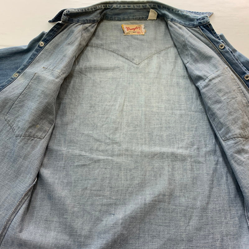 【中古品】【メンズ】 Wrangler ラングラー 70's L/S WESTERN SHIRT VINTAGE 70年代 ロングスリーブ ウエスタンシャツ 長袖 トップス ヴィンテージ 145-251023-yy-05-tei サイズ：33 カラー：ブルー 万代Net店
