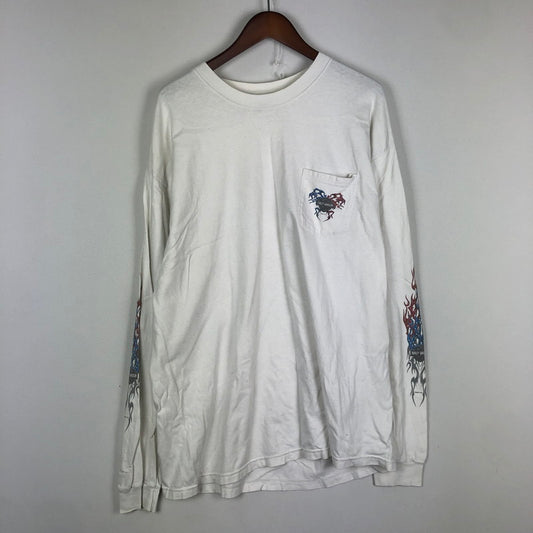 【中古品】【メンズ】 HARLEY DAVIDSON ハーレーダビッドソン 00's TRIBAL L/S POCKET TEE 2000年代 とライバル ロングスリーブ　ポケット　Tシャツ　トップス　長袖 145-251012-ts-19-fuz サイズ：サイズ不明 カラー：ホワイト 万代Net店