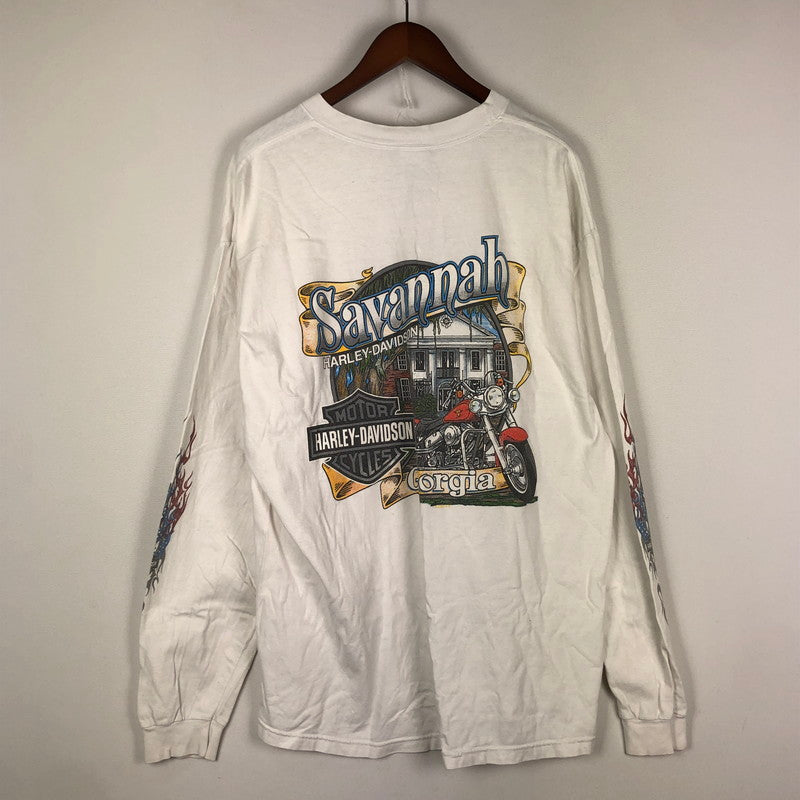 【中古品】【メンズ】 HARLEY DAVIDSON ハーレーダビッドソン 00's TRIBAL L/S POCKET TEE 2000年代 とライバル ロングスリーブ　ポケット　Tシャツ　トップス　長袖 145-251012-ts-19-fuz サイズ：サイズ不明 カラー：ホワイト 万代Net店