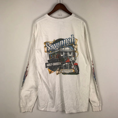 【中古品】【メンズ】 HARLEY DAVIDSON ハーレーダビッドソン 00's TRIBAL L/S POCKET TEE 2000年代 とライバル ロングスリーブ　ポケット　Tシャツ　トップス　長袖 145-251012-ts-19-fuz サイズ：サイズ不明 カラー：ホワイト 万代Net店