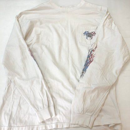 【中古品】【メンズ】 HARLEY DAVIDSON ハーレーダビッドソン 00's TRIBAL L/S POCKET TEE 2000年代 とライバル ロングスリーブ　ポケット　Tシャツ　トップス　長袖 145-251012-ts-19-fuz サイズ：サイズ不明 カラー：ホワイト 万代Net店