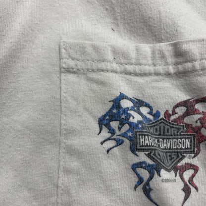 【中古品】【メンズ】 HARLEY DAVIDSON ハーレーダビッドソン 00's TRIBAL L/S POCKET TEE 2000年代 とライバル ロングスリーブ　ポケット　Tシャツ　トップス　長袖 145-251012-ts-19-fuz サイズ：サイズ不明 カラー：ホワイト 万代Net店