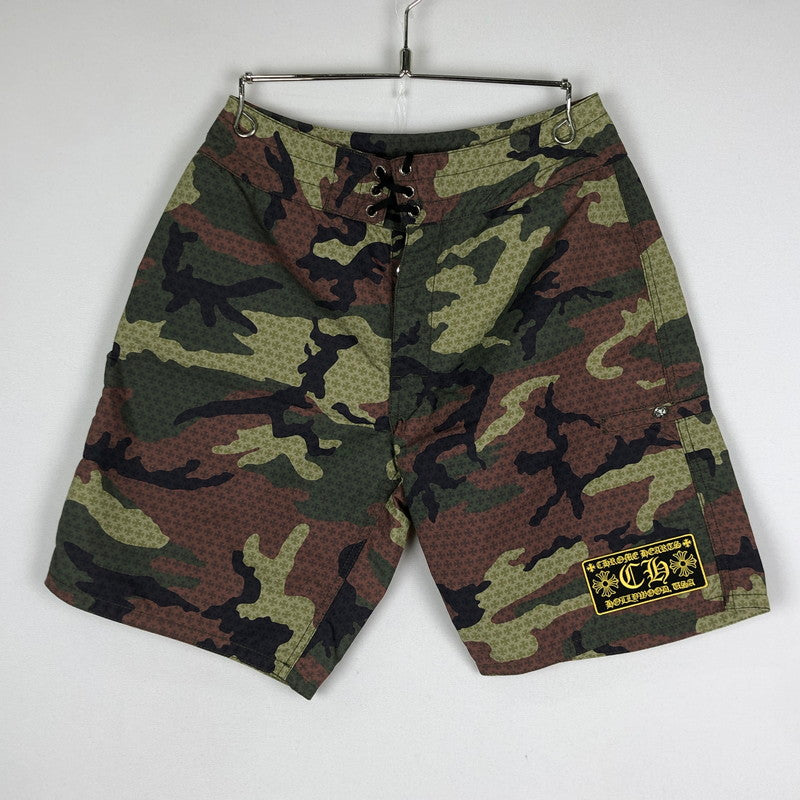 【中古品】【メンズ】 CHROME HEARTS クロムハーツ SURF BRITHCHES CH PLUS CAMOFLAGE NYLON SWIM SHROT サーフ ブリーチズ CHプラス カモフラージュ ナイロン スイムショーツ ハーフパンツ ボトムス 190-251013-ks-30-tei サイズ：30 カラー：カモ柄 万代Net店