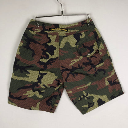 【中古品】【メンズ】 CHROME HEARTS クロムハーツ SURF BRITHCHES CH PLUS CAMOFLAGE NYLON SWIM SHROT サーフ ブリーチズ CHプラス カモフラージュ ナイロン スイムショーツ ハーフパンツ ボトムス 190-251013-ks-30-tei サイズ：30 カラー：カモ柄 万代Net店