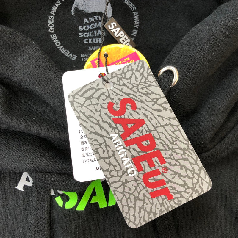 【中古美品】【メンズ】 SAPEur サプール× ANTI SOCIAL SOCIAL CLUB アンチ ソーシャル ソーシャル クラブ 別注 コラボ L/S LOGO PULLOVER HOODIE A0022-306 ロゴ プルオーバーフーディー トップス 142-251013-ks-07-fuz サイズ：XL カラー：ブラック 万代Net店