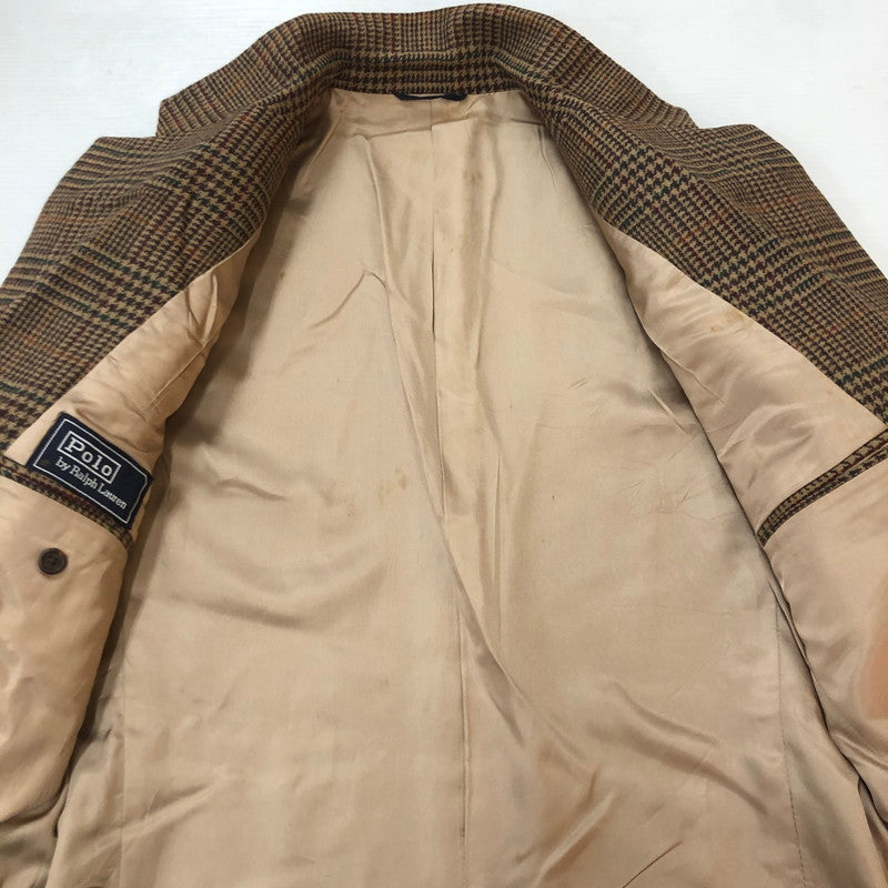 【中古品】【メンズ】 Polo by Ralph Lauren ポロバイラルフローレン 90's CHECK TAILORED JACKET 90年代 チェック テーラードジャケット ライトアウター 145-251022-yo-13-tei サイズ：表記無し カラー：ブラウン 万代Net店